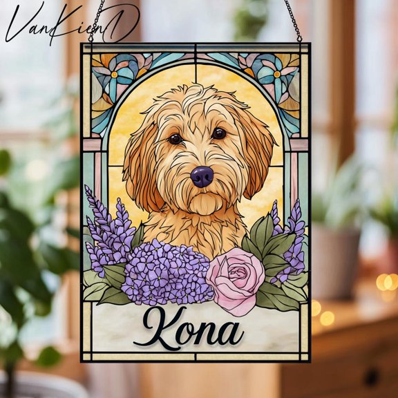 Custom Pet Portrait 2D Flat Acrylic Suncatcher Window Hanging Personalized Dog Photo Pet Ornament From Photo