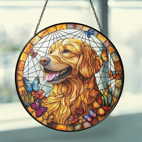 Custom Pet Portrait Animal Memorial Stained Glass Suncatcher Personalized Loss Gift