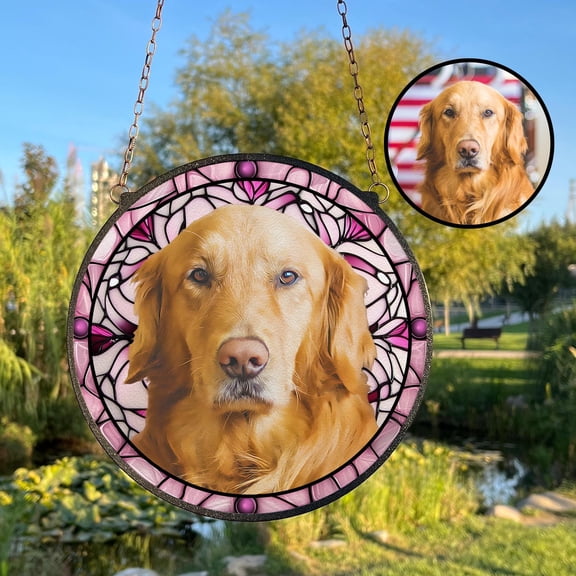 Custom Pet Portrait Glass Suncatcher, Personalized Dog Cat Memorial, Stained Glass Window Hanging, Pet Lover Gift, Pet Portrait from Photo