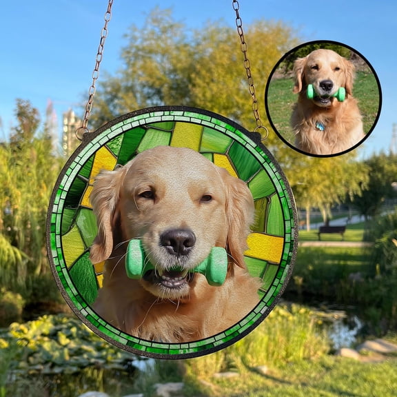 Custom Pet Portrait Glass Suncatcher, Personalized Dog Cat Memorial, Stained Glass Window Hanging, Pet Lover Gift, Pet Portrait from Photo