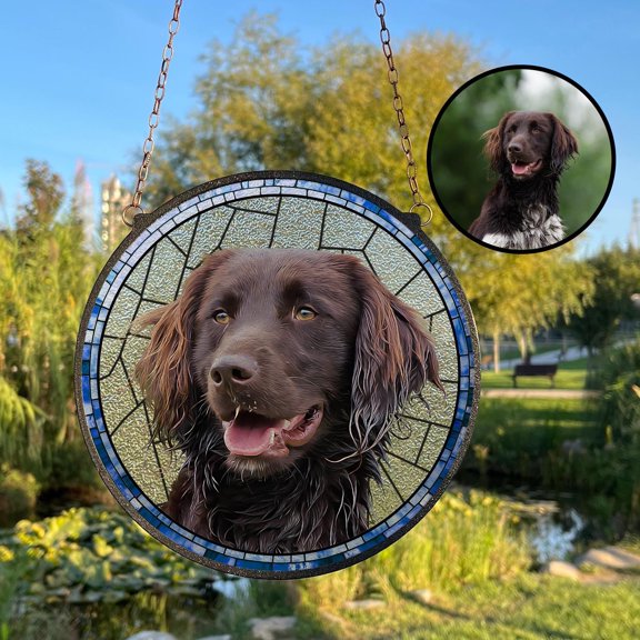 Custom Pet Portrait Glass Suncatcher, Personalized Dog Cat Memorial, Stained Glass Window Hanging, Pet Lover Gift, Pet Portrait from Photo
