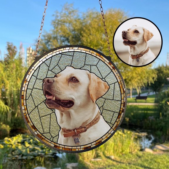 Custom Pet Portrait Glass Suncatcher, Personalized Dog Cat Memorial, Stained Glass Window Hanging, Pet Lover Gift, Pet Portrait from Photo