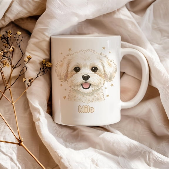 Custom Pet Portrait Mug, Pernalized Dog Lover Gift, Custom Drawing from Photo, Pet Memorial Mug, Dog Mom Gift.