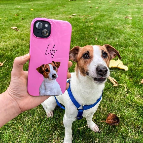 Custom Pet Portrait Phone Case: Personalized Dog Mom Gift Idea Compatible with iPhone 17 Pro Max, 16, 15 & Samsung S26