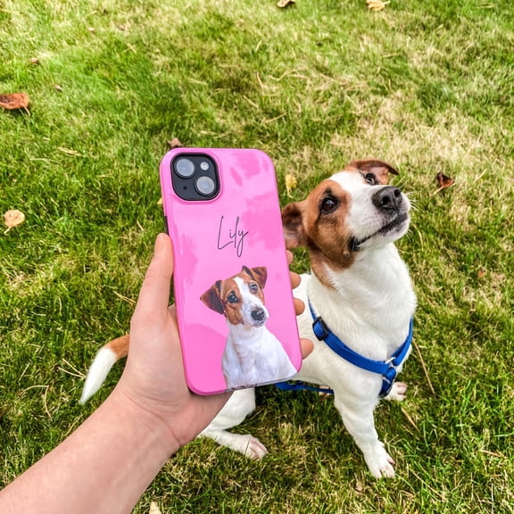 Custom Pet Portrait Phone Case - Personalized Dog or Cat Photo Memorial Design Compatible with iPhone 17 & Samsung S26