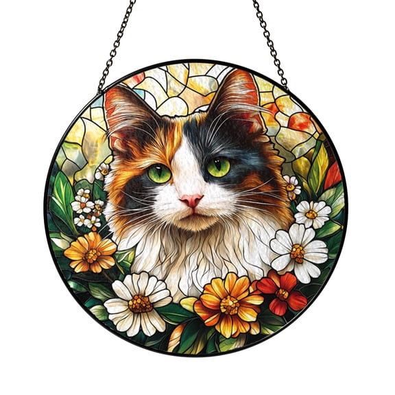 Custom Pet Portrait Stained Glass Suncatcher – Personalized Animal Window Hanging Art