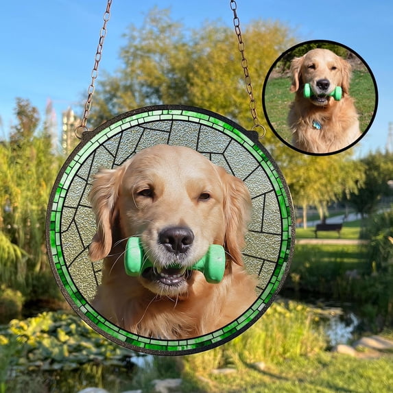 Custom Pet Portrait Stained Glass Suncatcher, Personalized Dog Memorial, Custom Window Hanging, Pet Lover Gift, Pet Portrait from Photo