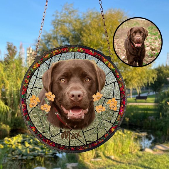 Custom Pet Portrait Stained Glass Suncatcher, Personalized Dog Memorial Gift, Custom Window Hanging, Pet Lover Gift, Pet Portrait from Photo