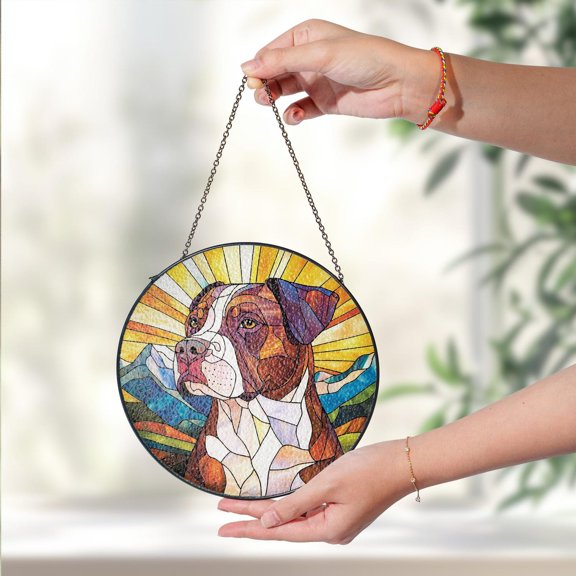 Custom Pet Portrait Stained Glass Suncatcher, Stained Glass Dog Memorial, Custom Dog Portrait from Photo, Sympathy Gifts, Stained Glass Dog