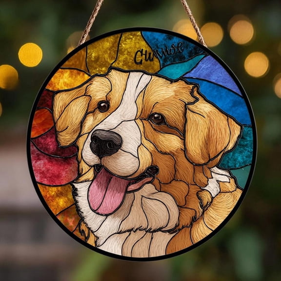 Custom Pet Portrait Suncatcher: Stained Glass Photo Art, Acrylic Window Hanging