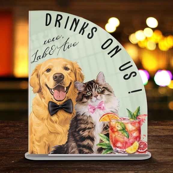 Custom Pet Portrait Wedding Bar Sign, Signature Cocktails Drink Menu, Personalized Pet Bar Sign for Bride and Groom, Pet Decor Wedding Gift