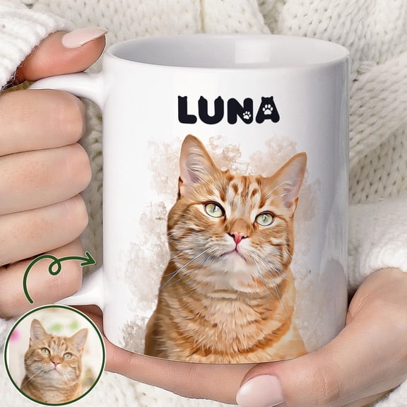 Custom Pet Portrait from Photo Personalised Cat Name and Image Gift for Pet Owners Gift fo