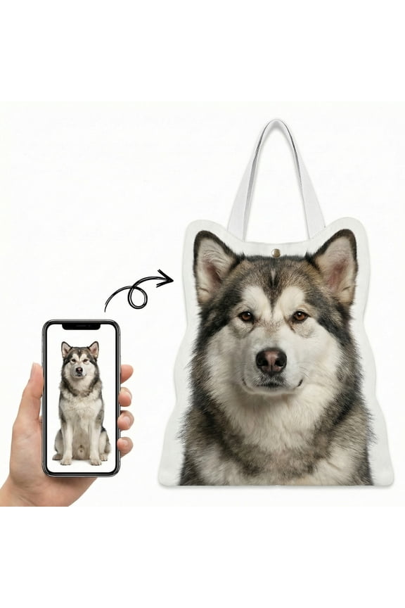 Custom Pet Shaped Tote Bag, Personalized from Pet Photo and Shape, Reusable Canvas Tote Bag, Customized Pet Lover Gift for Dog & Cat Owners