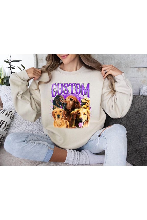 Custom Pet Vintage Sweater, Custom Cat Bootleg Rap Shirt, Cat Lover Shirt, Retro 90s Graphic Shirt, Personalized Shirt, Pet Face Shirt, Custom Dog