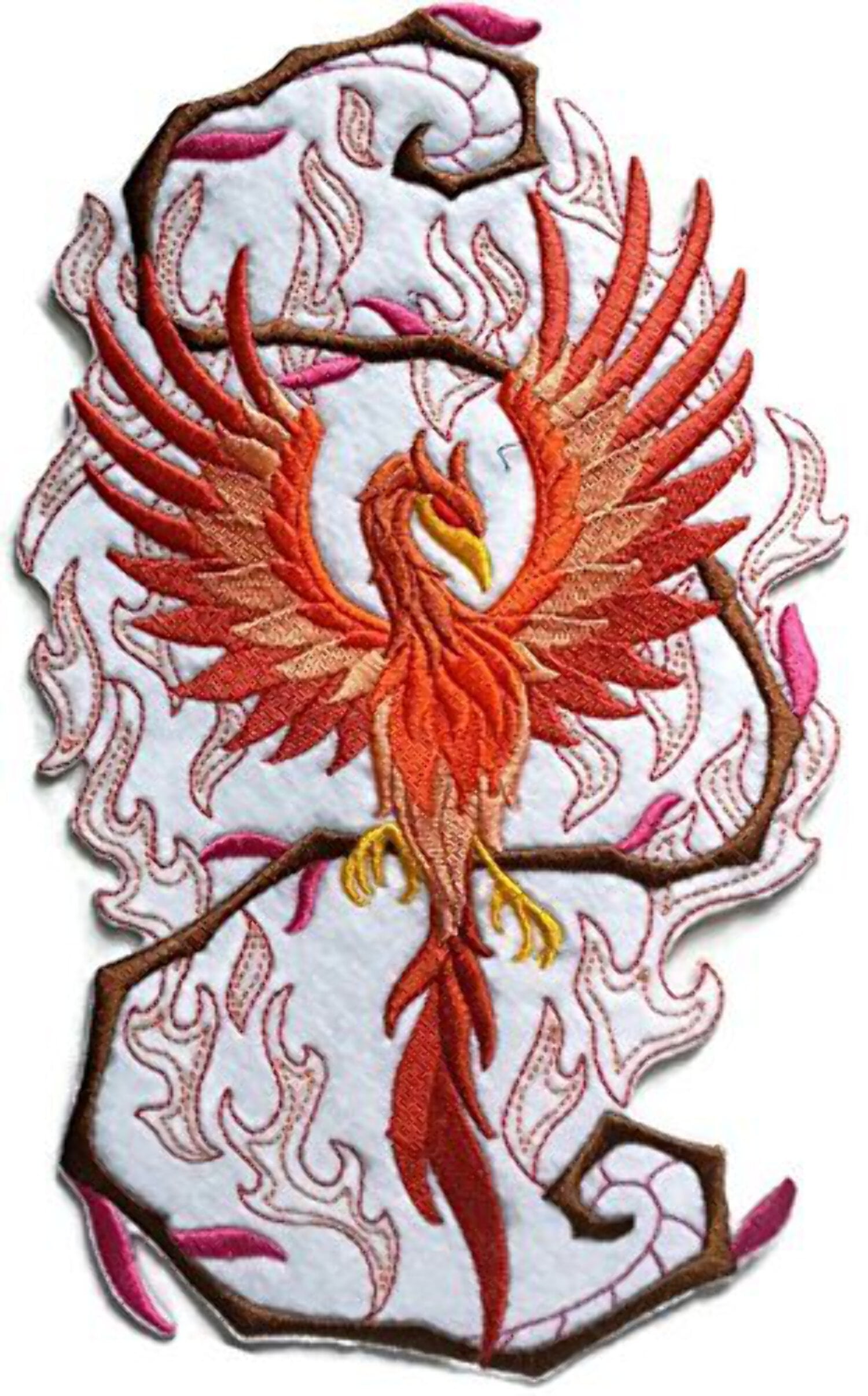 Custom Phoenix in Fantasy Flames Embroidery Iron On/Sew Patch [5.85" X 9.38"]