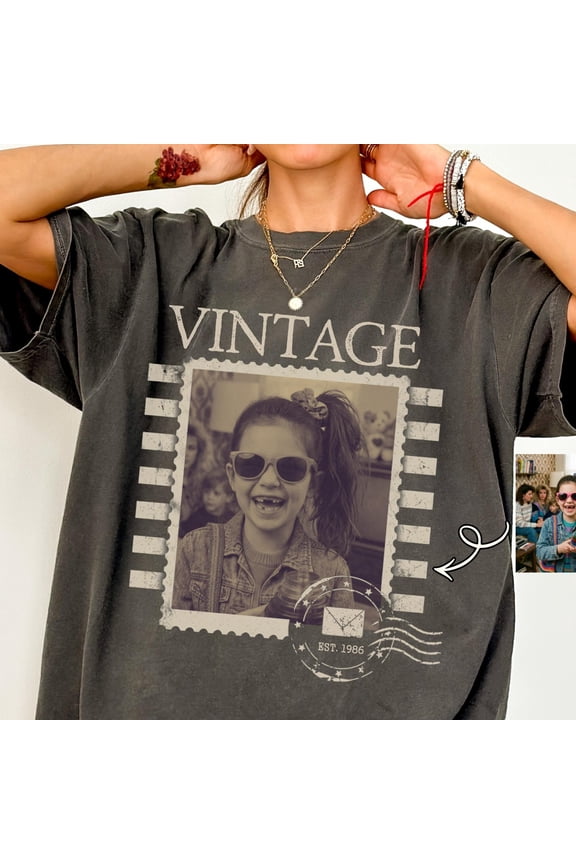 Custom Photo And Year Shirt Personalized Retro Birthday Gift 30th 40th 50th Party