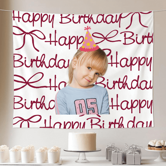 Custom Photo Birthday Banner, Custom Face Birthday Tapestry