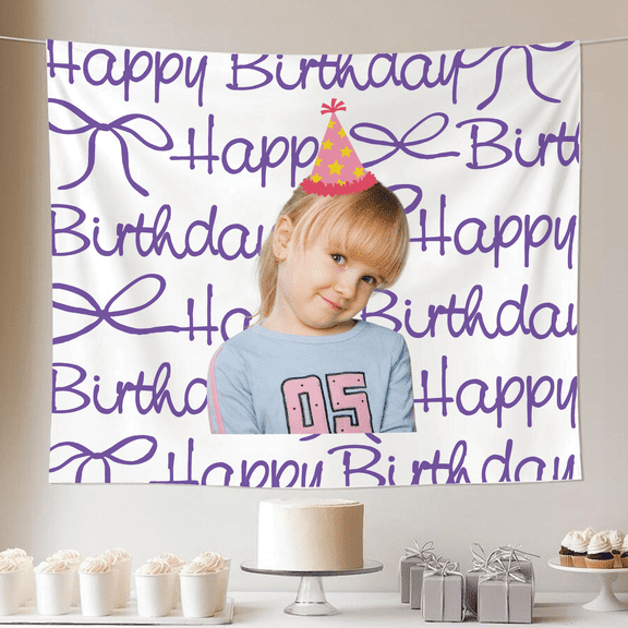 Custom Photo Birthday Banner, Custom Face Birthday Tapestry