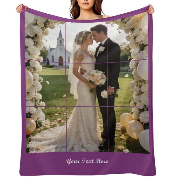 Custom Photo Blanket for Couples, Personalized Fleece Throw Blanket with Pictures, Valentine's Day Birthday Gift for Husband Wife Boyfriend Girlfriend