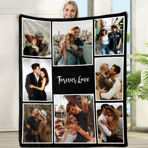 Custom Photo Blanket for Couples, Personalized Fleece Throw Blankets, Flannel Picture Blanket, Gifts for Husband/Wife/Girlfriend/Boyfriend, Birthday Valentines 30" W x 40" L