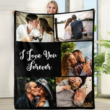 Custom Photo Blanket for Couples, Personalized Fleece Throw Blankets, Flannel Picture Blanket, Gifts for Husband/Wife/Girlfriend/Boyfriend, Birthday Valentines 30" W x 40" L