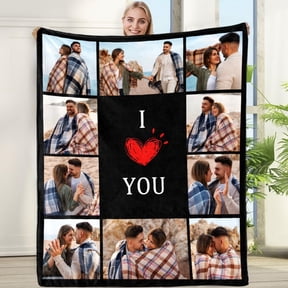 Custom Photo Blanket for Couples, Personalized Fleece Throw Blankets, Flannel Picture Blanket, Gifts for Husband/Wife/Girlfriend/Boyfriend, Birthday Valentines 30" W x 40" L
