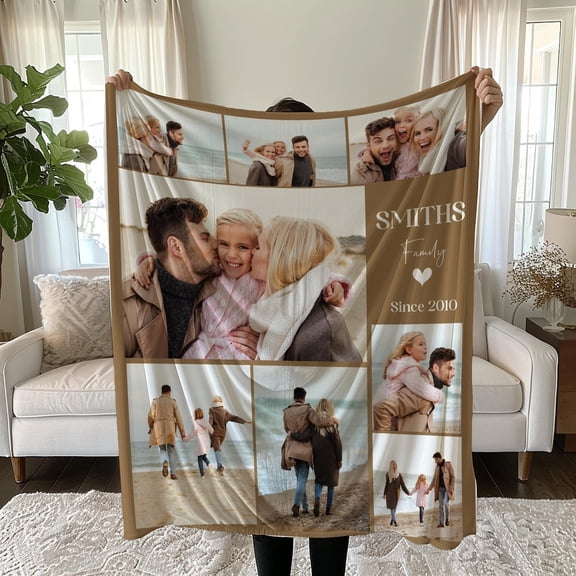 Custom Photo Blanket, Customizable Family Photo Blanket, Photo Collage Blanket, Personalized Christmas Anniversary Gift, Team Photo Blanket