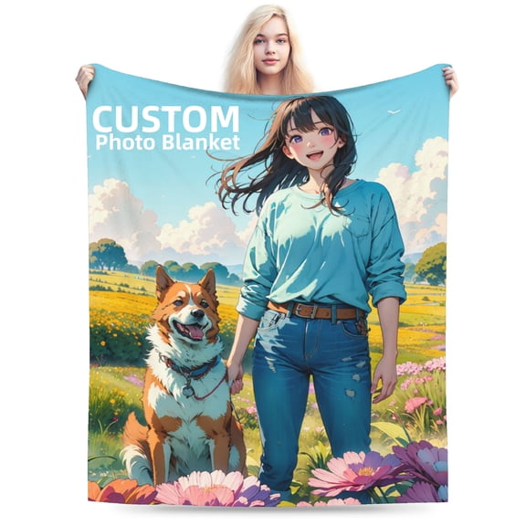 Custom Photo Blanket, Personalized Flannel Picture Throw, 4 Sizes Available, Horizontal and Vertical Options, Customized Gift for Family and Friends