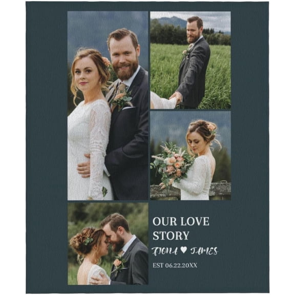 Custom Photo Blanket Personalized Picture Blanket Customize Photoblankets, Design Photo Collage Throw Blanket for Valentine Birthday Anniversary Wedding Gifts Blankets
