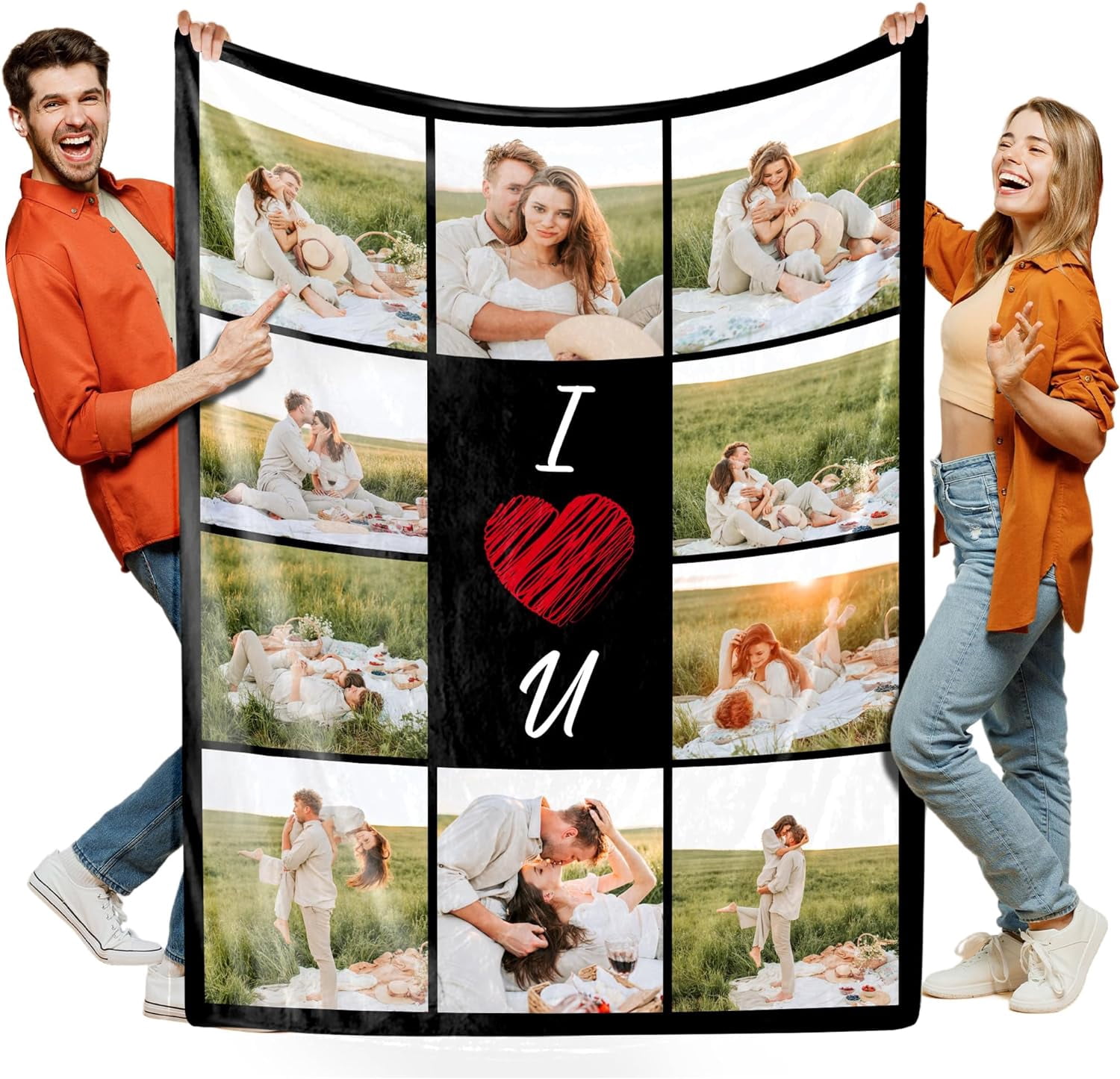 Custom photo blanket personalized picture throws blankets for her him