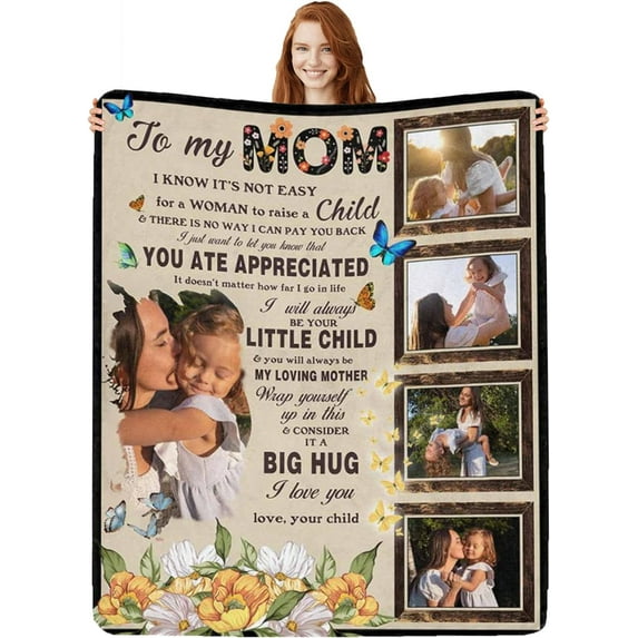 Custom Photo Blankets Using My Own Photos Personalized Throw Blanket with Pictures Text Customized Blanket for Adults Mom Dad Family Dog Kids Friends Lover Personalized Memorial Gift 60"x80"