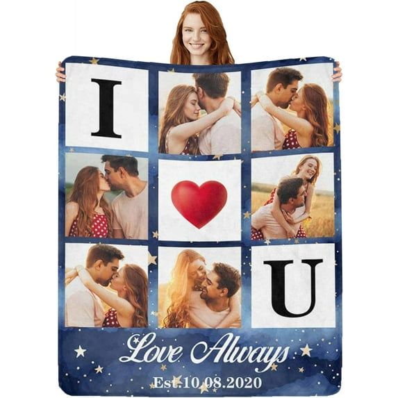 Custom Photo Blankets Using My Own Photos Personalized Throw Blanket with Pictures Text Customized Blanket for Adults Mom Dad Family Dog Kids Friends Lover Personalized Memorial Gift 60"x80"