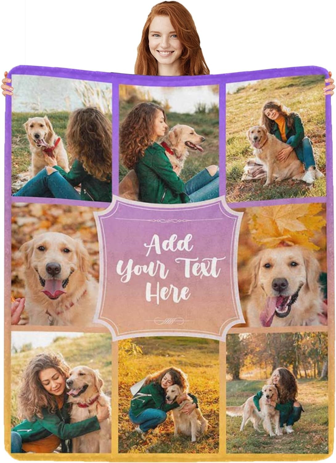 Custom Photo Blankets Using My Own Photos Personalized Throw Blanket with Pictures Text Customized Blanket for Adults Mom Dad Family Dog Kids Friends Lover Personalized Memorial Gift 60"x80"