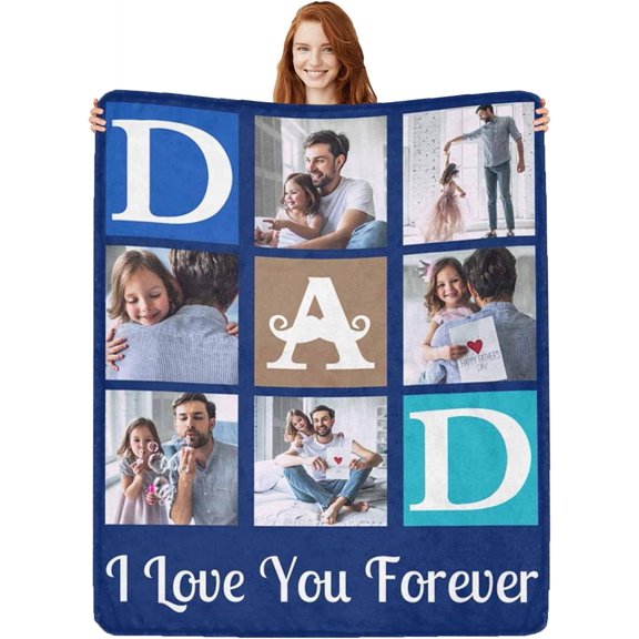 Custom Photo Blankets Using My Own Photos Personalized Throw Blanket with Pictures Text Customized Blanket for Adults Mom Dad Family Dog Kids Friends Lover Personalized Memorial Gift 60"x80"