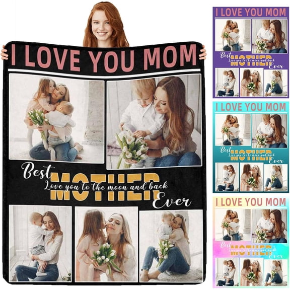 Custom Photo Blankets Using My Own Photos Personalized Throw Blanket with Pictures Text Customized Blanket for Adults Mom Dad Family Dog Kids Friends Lover Personalized Memorial Gift 60"x80"