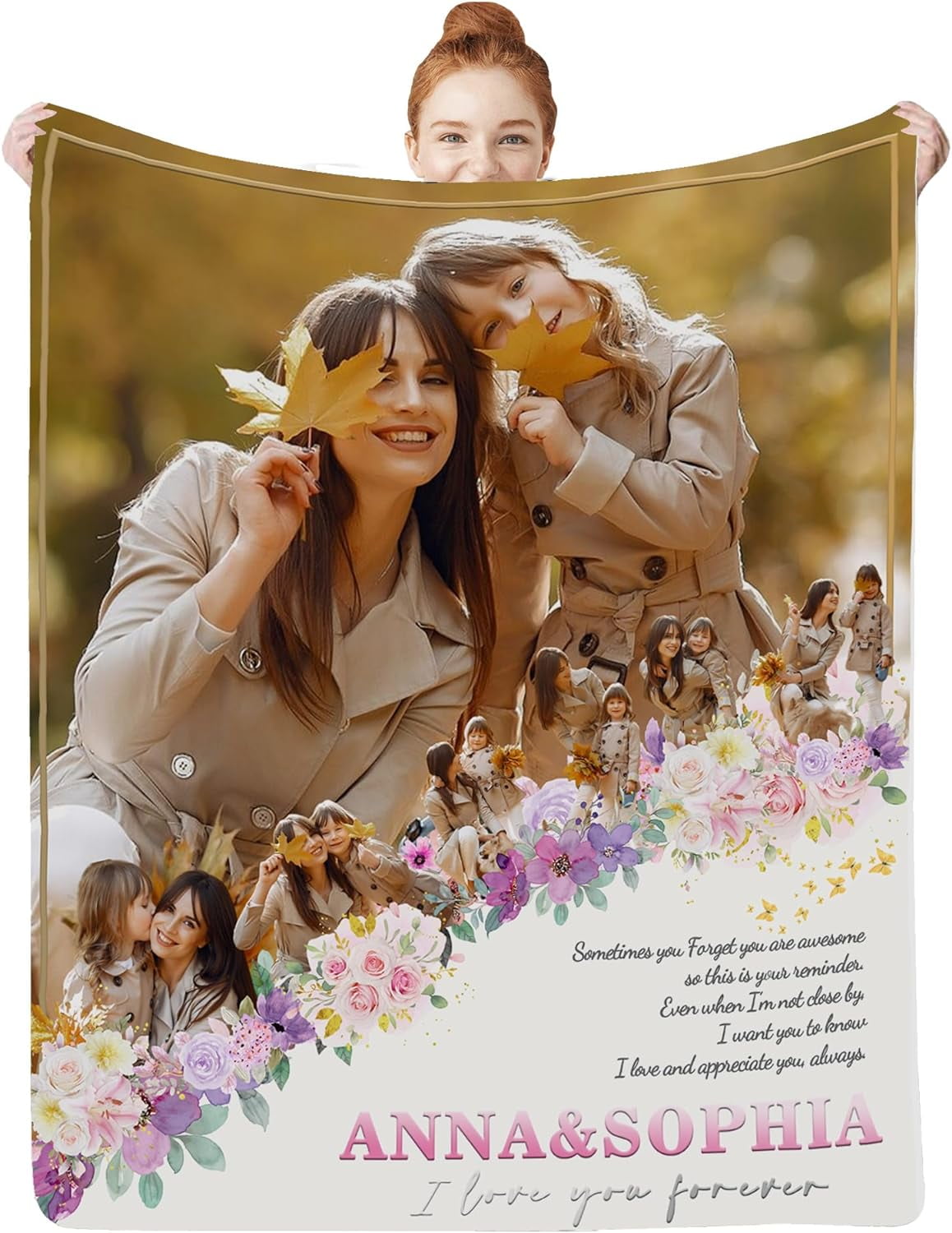 Custom Photo Blankets Using My Own Photos Personalized Throw Blanket with Pictures Text Customized Blanket for Adults Mom Dad Family Dog Kids Friends Lover Personalized Memorial Gift 60"x80"