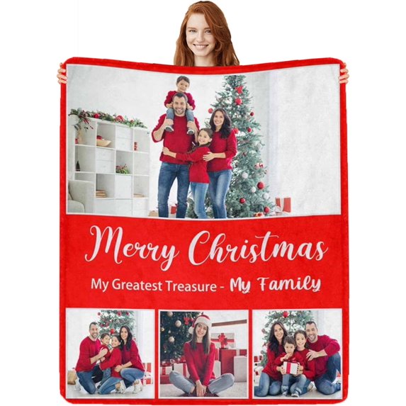 Custom Photo Blankets Using My Own Photos Personalized Throw Blanket with Pictures Text Customized Blanket for Adults Mom Dad Family Dog Kids Friends Lover Personalized Memorial Gift 60"x80"