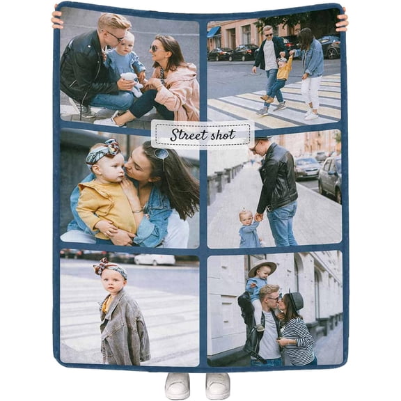 Custom Photo Blankets Using My Own Photos Personalized Throw Blanket with Pictures Text Customized Blanket for Adults Mom Dad Family Dog Kids Friends Lover Personalized Memorial Gift 60"x80"