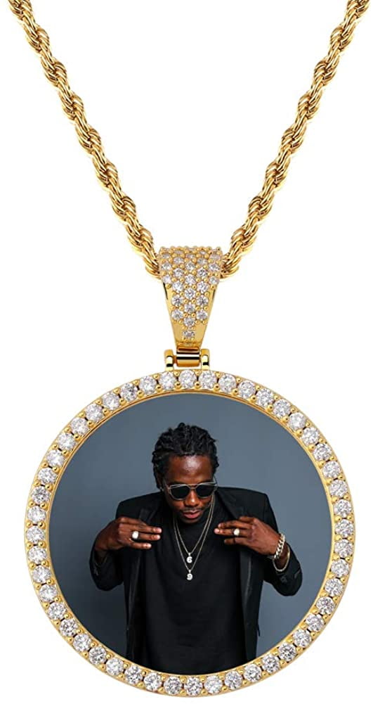 Custom Photo Chain Necklace Gold Silver Picture Pendant Necklace