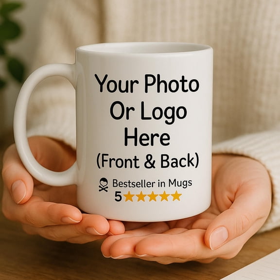 Custom Photo Coffee Mug Personalized Text or Logo Gift for Loved Ones