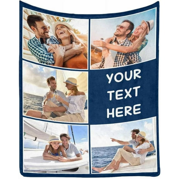 Custom Photo Collage Blanket for Family, Customized Bed Blanket with 10 Pictures & Text for Best Friends Kids Personalized Your Own Photos on Throw Blanket for Birthday Memorial Gifts A Blankets