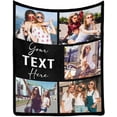 thumbnail image 1 of Custom Photo Collage Blanket for Family, Customized Bed Blanket with 10 Pictures & Text for Best Friends Kids Personalized Your Own Photos on Throw Blanket for Birthday Memorial Gifts, 1 of 6