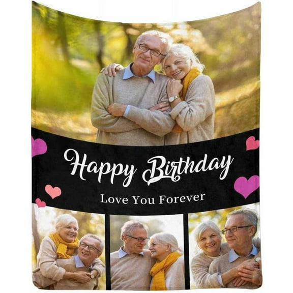 Custom Photo Collage Blanket for Family, Customized Bed Blanket with 10 Pictures & Text for Best Friends Kids Personalized Your Own Photos on Throw Blanket for Birthday Memorial Gifts