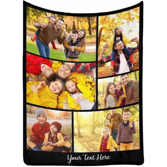 Custom Photo Collage Blanket for Family, Customized Bed Blanket with 10 Pictures & Text for Best Friends Kids Personalized Your Own Photos on Throw Blanket for Birthday Memorial Gifts Blankets