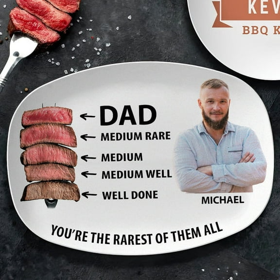 Custom Photo Dad Steak Doneness Chart Father's Day Platter