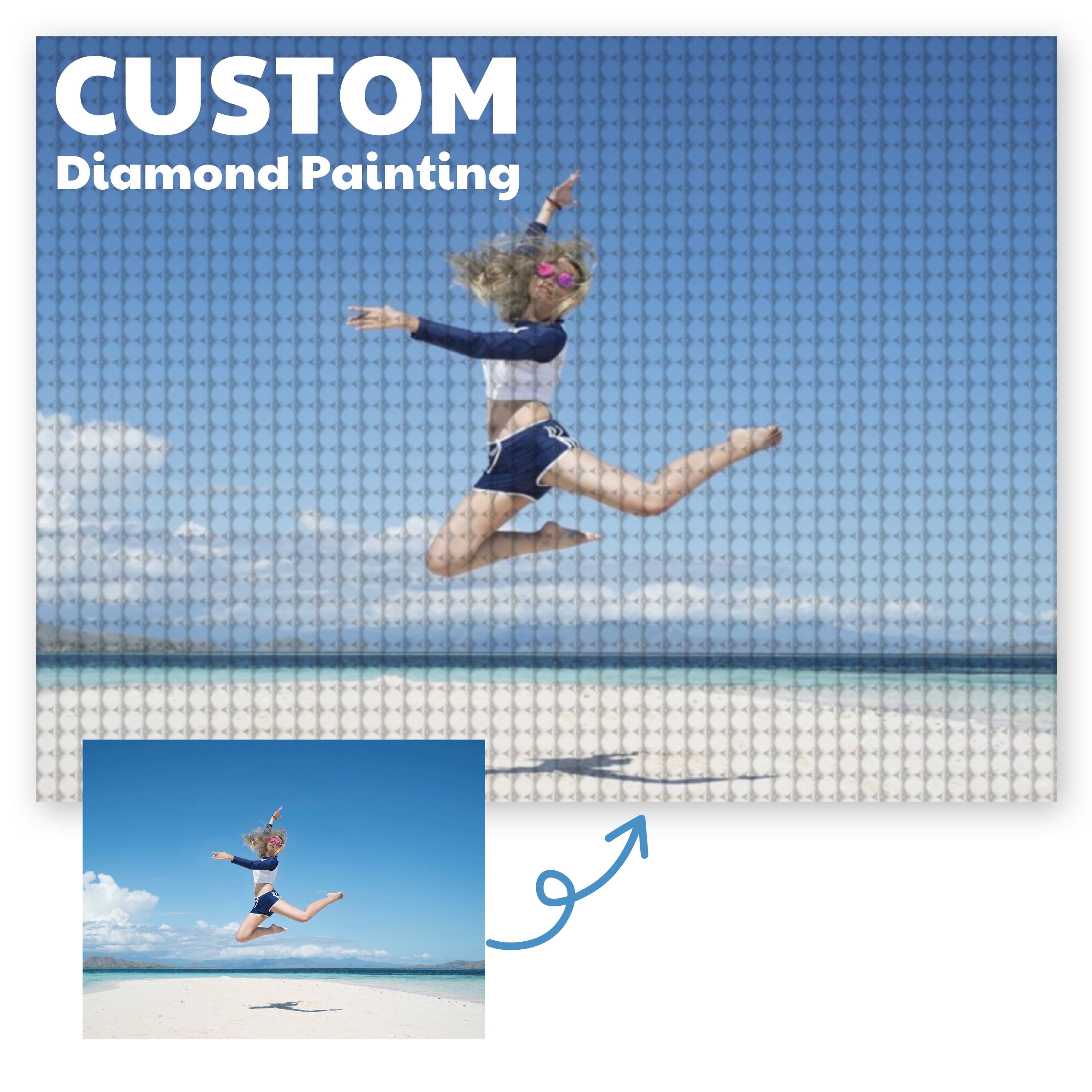 Custom Photo Diamond Art Kits, Personalized DIY Diamond Art Painting Kits for Adults, Perfect for Home Decor and Gifts, Round Drill, 19.7x15.7inch/50x40cm.