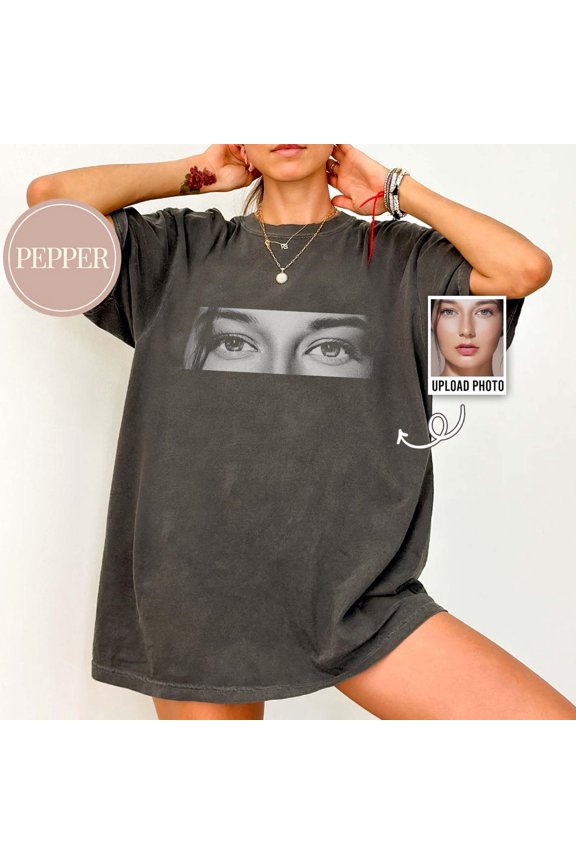Custom Photo Eyes Shirt, Personalized Couple Graphic Tee, Eye Love You Quote