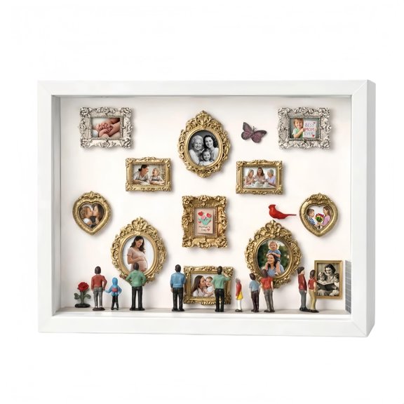 Custom Photo Frame Personalized Cute Miniature Museum Photo Frame DIY Mini Gold Frames Silhouette Box, Upgrade Shadow Box Frame Kit Meaningful Gift Mother's Day for Mom (Black)