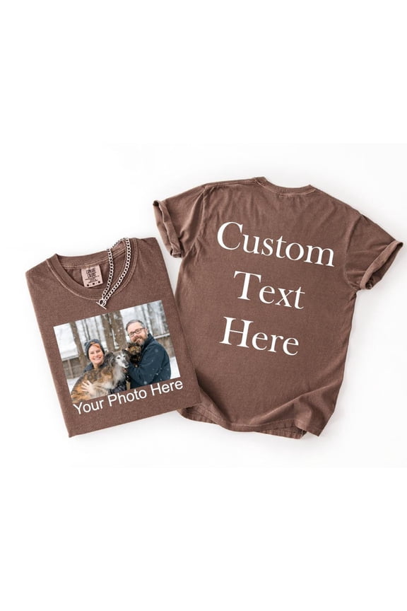 Custom Photo Front Back TShirt Personalized Text Tee Double Sided Picture Shirt Upload You