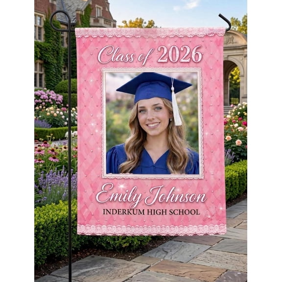 Custom Photo Graduation Garden Flag Class of 2026, Personalized Yard Banner Senior Night Gift